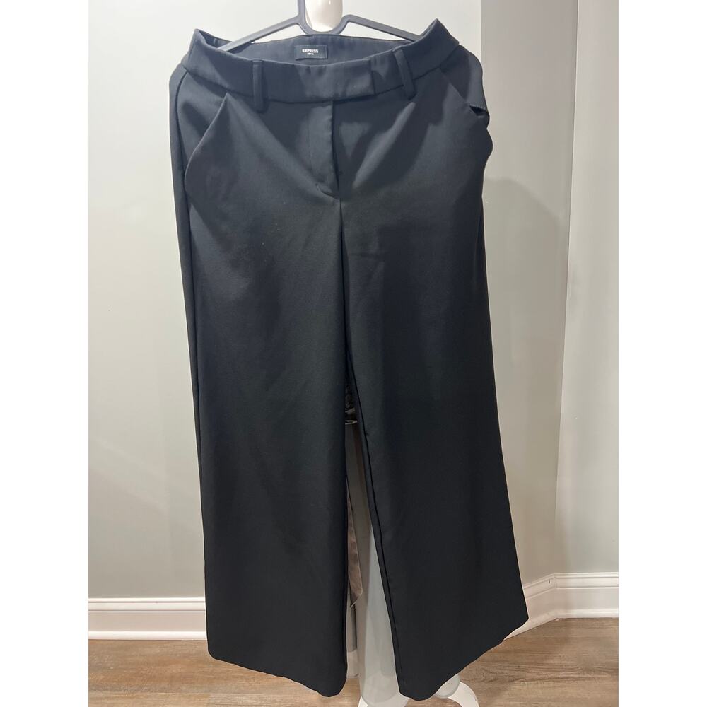 Express Editor Wide Leg Black Pants Size 2R Mid Rise Stretch Career Chic EUC - Picture 3 of 17